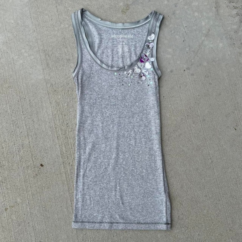 Y2K Aeropostale grey beaded tank  Size medium